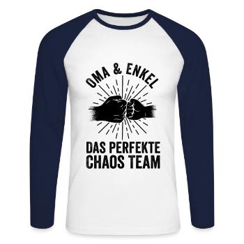 Großmutter Enkel Oma - Unisex Baseballshirt langarm - Weiß/Navy - Vorne - Nik (191cm)