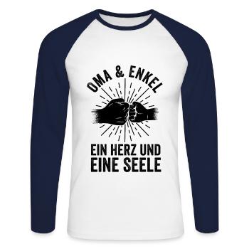 Grandmother Grandson Grandma - Unisex Long Sleeve Baseball T-Shirt - white/navy - Front - Nik (191cm)