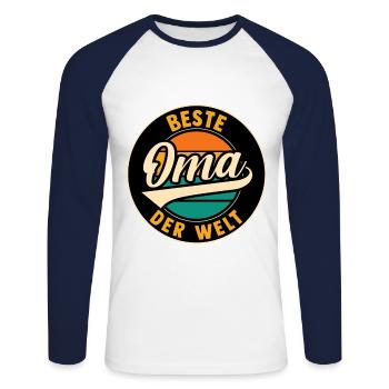 Großmutter Beste Oma - Unisex Baseballshirt langarm - Weiß/Navy - Vorne - Nik (191cm)