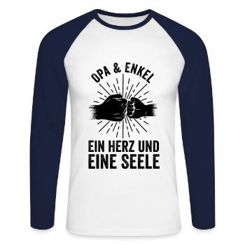 Grandfather, grandson, grandpa - Unisex Long Sleeve Baseball T-Shirt - white/navy - Front - Nik (191cm)