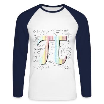 Apprenez le nombre Pi coloré pour le Pi Day - T-shirt baseball manches longues Homme - blanc/marine - Devant - Nik (191cm)