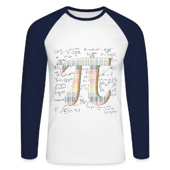 Pi Day Celebration Number Pattern Math Enthusiasm - Unisex Long Sleeve Baseball T-Shirt - white/navy - Front - Nik (191cm)