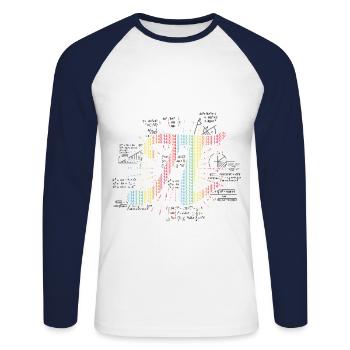 Colorful Pi Day Formula Graphic for Math Lovers - Unisex Long Sleeve Baseball T-Shirt - white/navy - Front - Nik (191cm)