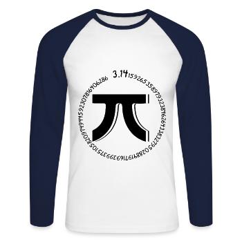 Pi Day: 3.14 Circle of Number Pi - Unisex Long Sleeve Baseball T-Shirt - white/navy - Front - Nik (191cm)