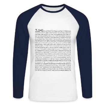 Pi Day 3,141 Number Sequence for Math Fans - Unisex Long Sleeve Baseball T-Shirt - white/navy - Front - Nik (191cm)