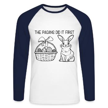 Ostara Les païens l’ont fait les premiers Hase - T-shirt baseball manches longues Homme - blanc/marine - Devant - Nik (191cm)