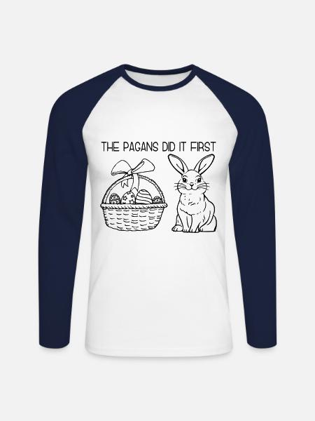 Ostara The Pagans Did It First Hase - Unisex Baseballshirt langarm - Weiß/Navy
