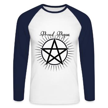 Proud Pagan Ostara Pentagram Symbol - Unisex Baseballshirt langarm - Weiß/Navy - Vorne - Nik (191cm)