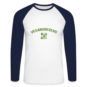 vegan végétalien végétalien végétalien végétalien vert nature - T-shirt baseball manches longues Homme - blanc/marine - Devant - Nik (191cm)