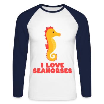 J'AIME LES MER - T-shirt baseball manches longues Homme - blanc/marine - Devant - Nik (191cm)