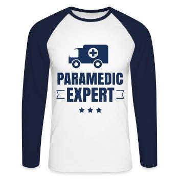 Ambulancier expert ambulancier ambulance ambulancier - T-shirt baseball manches longues Homme - blanc/marine - Devant - Nik (191cm)