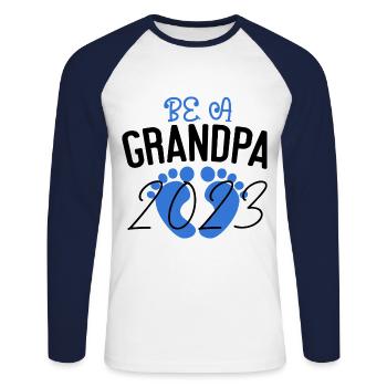 Werdender Opa 2023, 2023 werde ich Opa, 2023 Opa - Unisex Baseballshirt langarm - Weiß/Navy - Vorne - Nik (191cm)