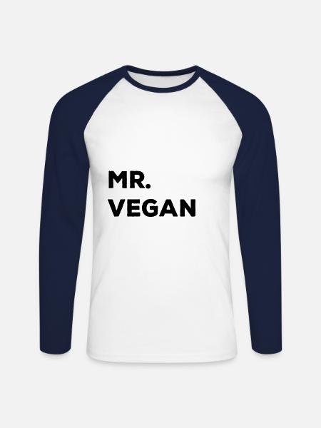 Mr. Vegan - Unisex Baseballshirt langarm - Weiß/Navy