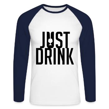 Alkohol trinken betrunken Geschenk Idee schwarz - Unisex Baseballshirt langarm - Weiß/Navy - Vorne - Nik (191cm)