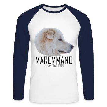 MAREMMANO ABRUZZESE - Guardian dog - Unisex Long Sleeve Baseball T-Shirt - white/navy - Front - Nik (191cm)