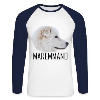 MAREMMANO ABRUZZESE - Unisex Long Sleeve Baseball T-Shirt - white/navy - Front - Nik (191cm)