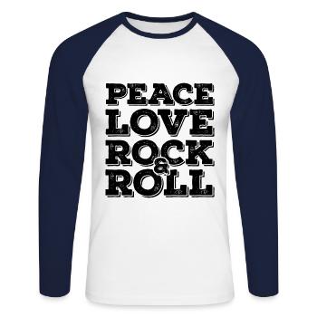 Rock N Roll Message Noir Cadeau cool - T-shirt baseball manches longues Homme - blanc/marine - Devant - Nik (191cm)