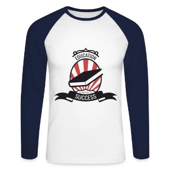 Étudiant Formation Savoir Cadeau cool - T-shirt baseball manches longues Homme - blanc/marine - Devant - Nik (191cm)