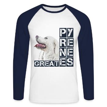 Great Pyrenees Pyrenäenberghund Hunderasse Hund - Unisex Baseballshirt langarm - Weiß/Navy - Vorne - Nik (191cm)