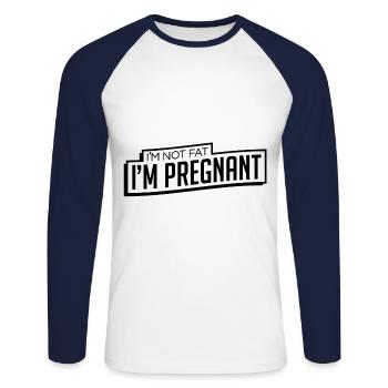 Schwanger nicht Fett Schwarz Lustiges Geschenk - Unisex Baseballshirt langarm - Weiß/Navy - Vorne - Nik (191cm)