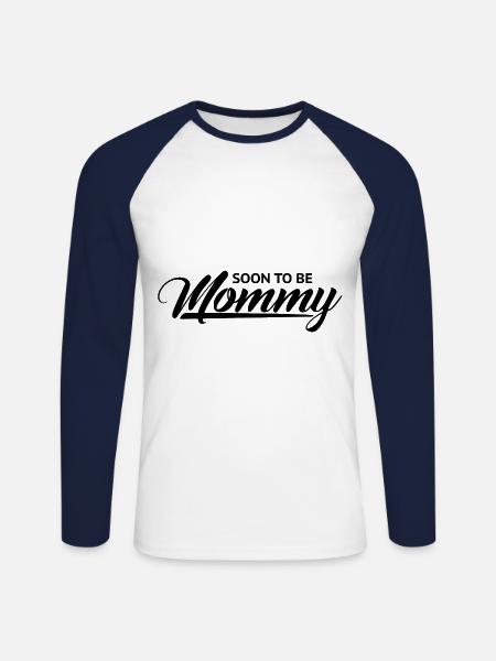 Grossesse bientôt Mère Noir Cooles - T-shirt baseball manches longues Homme - blanc/marine