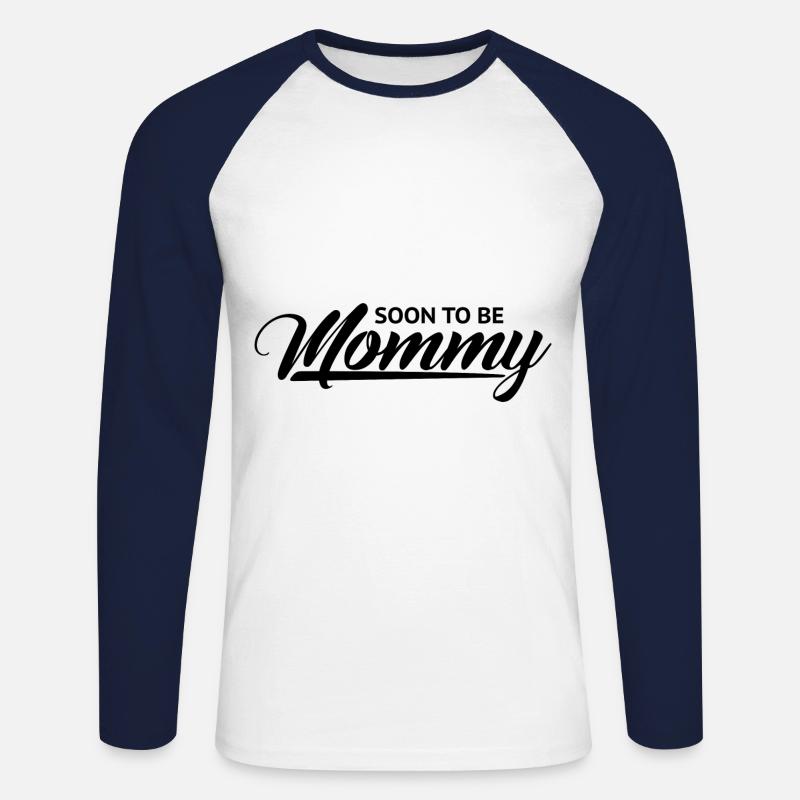 Schwangerschaft bald Mutter Schwarz Cooles - Unisex Baseballshirt langarm - Weiß/Navy