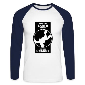 Erde Umwelt sauber halten Klimawandel Uranus - Unisex Baseballshirt langarm - Weiß/Navy - Vorne - Nik (191cm)