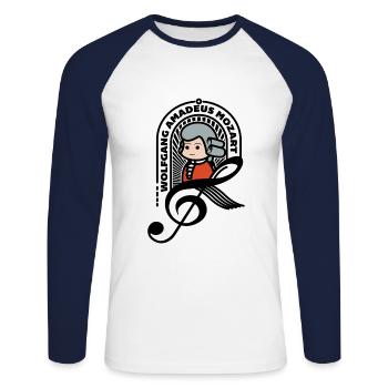 Mozart Sweet Portrait Note Black Cool Gift - Unisex Long Sleeve Baseball T-Shirt - white/navy - Front - Nik (191cm)