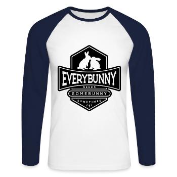 Jeder Hase braucht einen Hasen kuscheln Schwarz - Unisex Baseballshirt langarm - Weiß/Navy - Vorne - Nik (191cm)