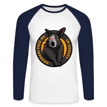 Hungry rabbit needs food feed me Funny - Unisex Long Sleeve Baseball T-Shirt - white/navy - Front - Nik (191cm)