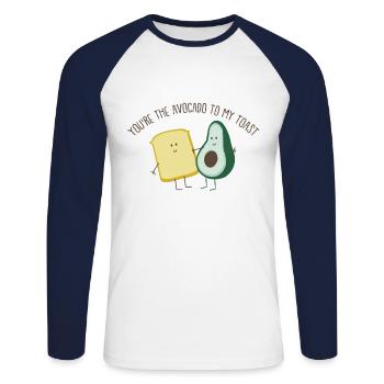 Avocado Toast Bread Vegan Healthy fat Cool - Unisex Long Sleeve Baseball T-Shirt - white/navy - Front - Nik (191cm)