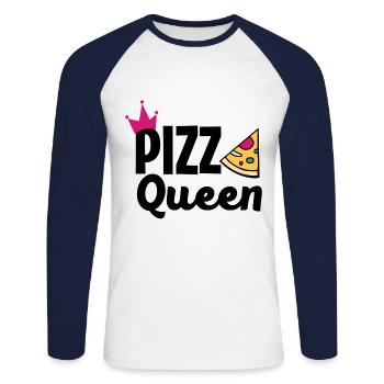 Pizza Queen Frauen Cooles Geschenk für Frauen - Unisex Baseballshirt langarm - Weiß/Navy - Vorne - Nik (191cm)
