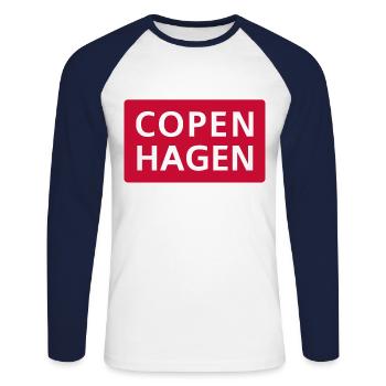Copenhague Danemark Danois Voyageur Cool Cadeau - T-shirt baseball manches longues Homme - blanc/marine - Devant - Nik (191cm)