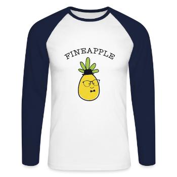 Ananas Obst Brille Figur Lustiges Geschenk - Unisex Baseballshirt langarm - Weiß/Navy - Vorne - Nik (191cm)