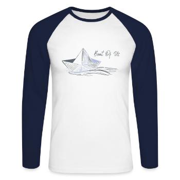 Papierschiff Segler Segelboot - Unisex Baseballshirt langarm - Weiß/Navy - Vorne - Nik (191cm)