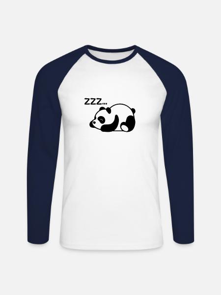 Le panda se repose - T-shirt baseball manches longues Homme - blanc/marine