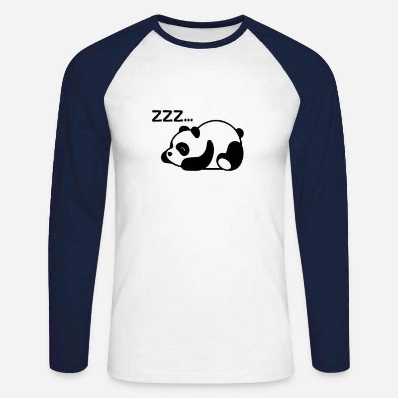 Panda schlafen ausruhen - Unisex Baseballshirt langarm - Weiß/Navy