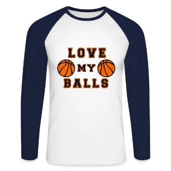 Basketball Love My Balls Ball Sport - Unisex Long Sleeve Baseball T-Shirt - white/navy - Front - Nik (191cm)