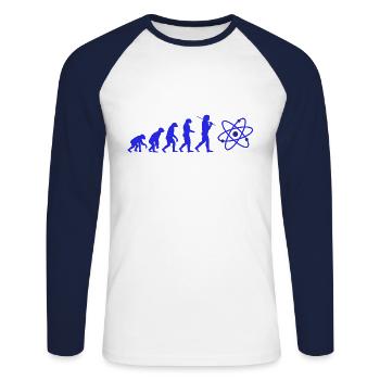 SCIENCE Evolution mit Atom Neutron atom - Unisex Baseballshirt langarm - Weiß/Navy - Vorne - Nik (191cm)