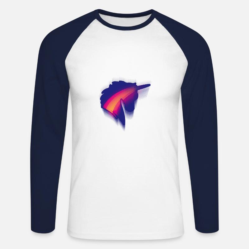 Einhorn Rainbow Regenbogen - Unisex Baseballshirt langarm - Weiß/Navy