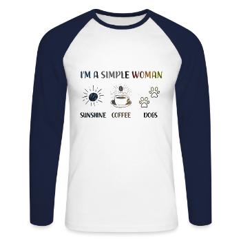 Women coffee dogs saying funny birthday - Unisex Long Sleeve Baseball T-Shirt - white/navy - Front - Nik (191cm)