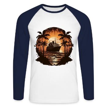 Cruise Ship Retro Vintage - Unisex Long Sleeve Baseball T-Shirt - white/navy - Front - Nik (191cm)