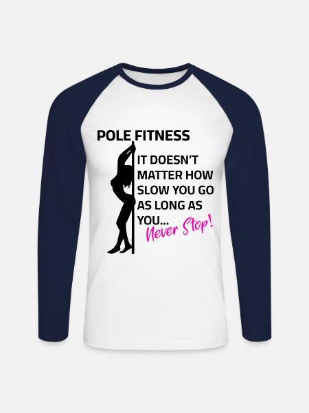 Pole Dance - Never Stop - Unisex Long Sleeve Baseball T-Shirt - white/navy