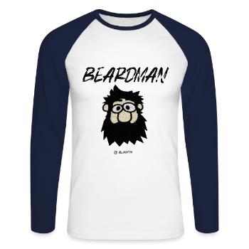 Beardman idée cadeau drôle homme barbu - T-shirt baseball manches longues Homme - blanc/marine - Devant - Nik (191cm)