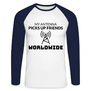 Opérateur radio amateur Fréquence des ondes radio - T-shirt baseball manches longues Homme - blanc/marine - Devant - Nik (191cm)