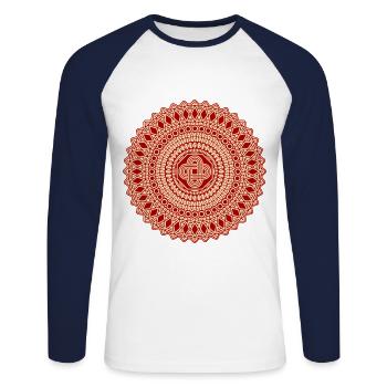 RF326CUK - T-shirt baseball manches longues Homme - blanc/marine - Devant - Nik (191cm)