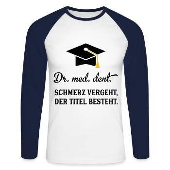 drmeddent - Unisex Baseballshirt langarm - Weiß/Navy - Vorne - Nik (191cm)
