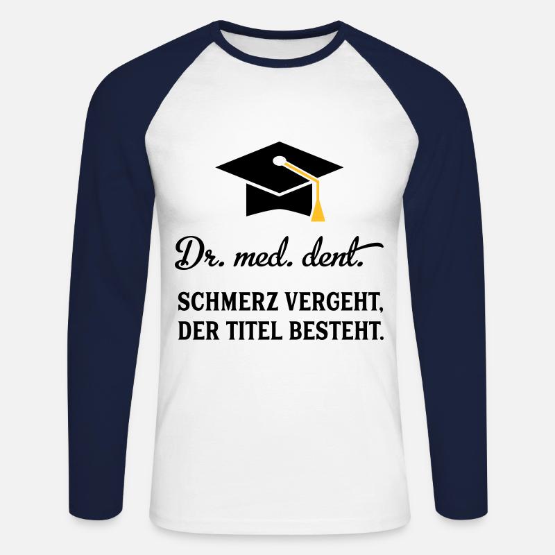drmeddent - Unisex Baseballshirt langarm - Weiß/Navy