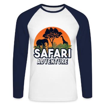 Safari Big Five - T-shirt baseball manches longues Homme - blanc/marine - Devant - Nik (191cm)