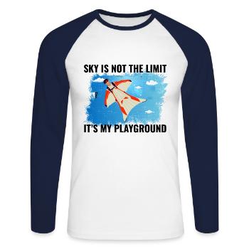 Wingsuit volant Base Jumping Parachutisme Wingsuit - T-shirt baseball manches longues Homme - blanc/marine - Devant - Nik (191cm)